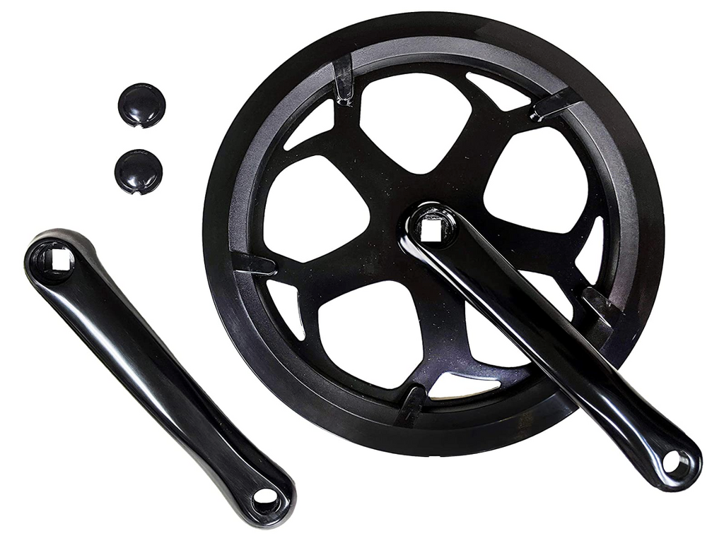 Lasco 56T forged crank set, chain guard fits ebikes, folding bicycles - black